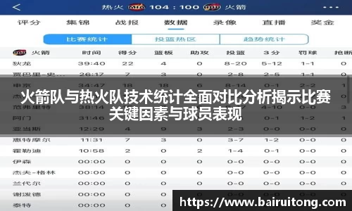 火箭队与热火队技术统计全面对比分析揭示比赛关键因素与球员表现