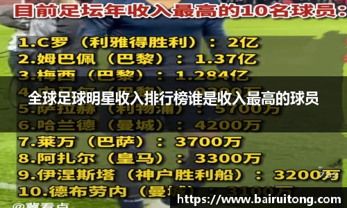 全球足球明星收入排行榜谁是收入最高的球员
